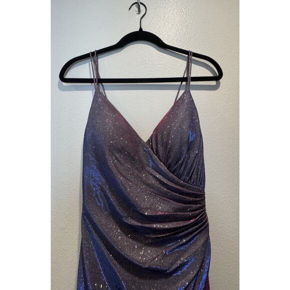 Ienna For Mac Duggal Size 2 Iridescent Long Slit Gown Dress Shimmer Mermaid Glam - Picture 2 of 12